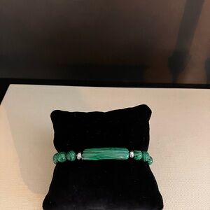 Genuine Malachite Beaded Bracelet, 7”
